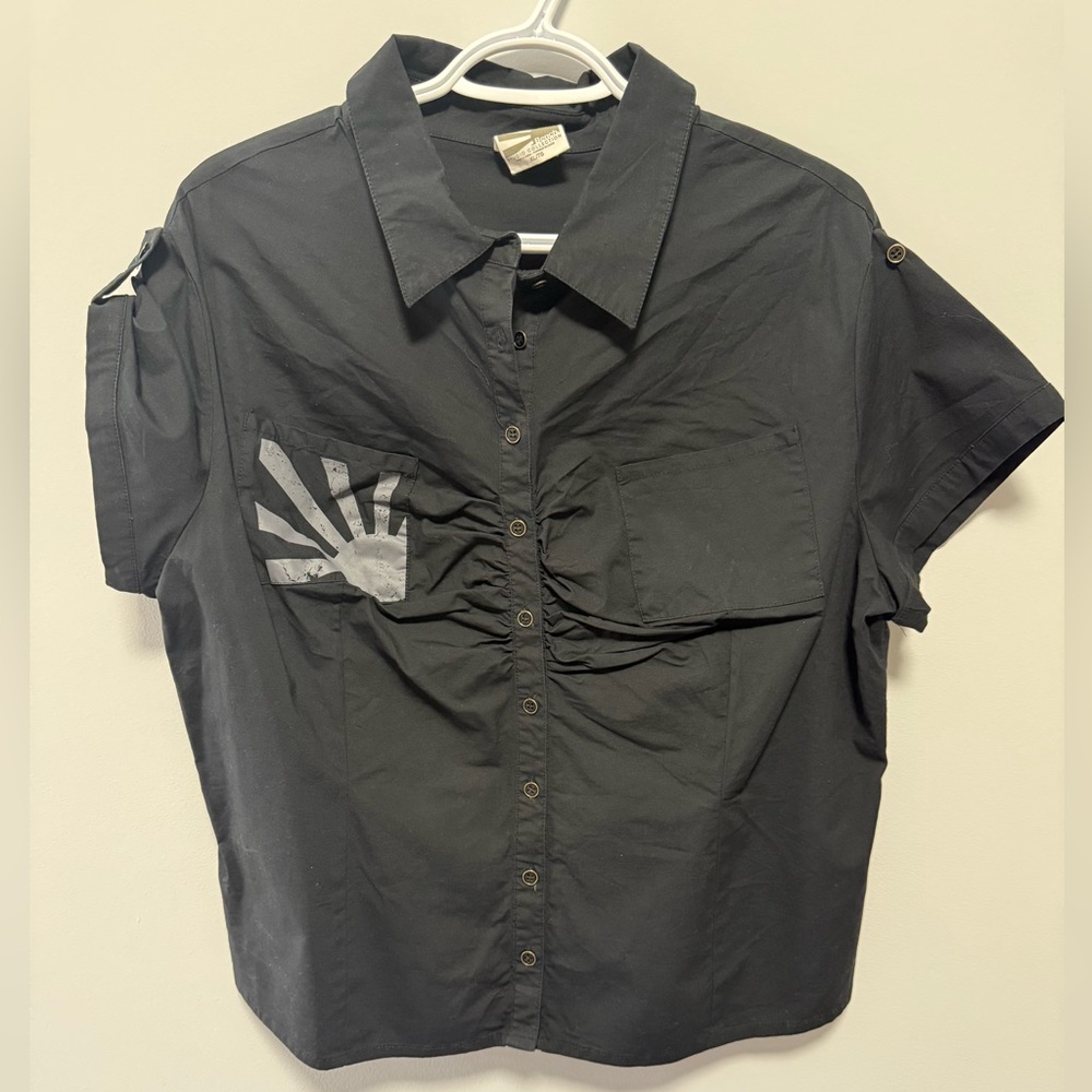 Bench Black Blouse Relaxed Fit Short Sleeves